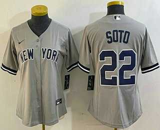 Women%27s New York Yankees #22 Juan Soto Gray Cool Base Stitched Baseball Jersey->mlb youth jerseys->MLB Jersey